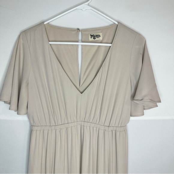 Show Me Your MuMu Emily Empire Maxi Dress Show Me The Ring Crisp Beige Size S - Picture 7 of 13